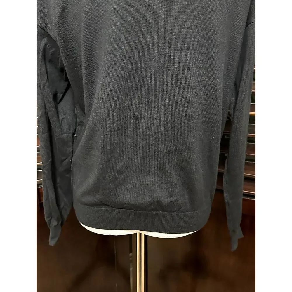 Michael Kors Women's Petite Black Button Trim Long Sleeve Sweater LP NWT